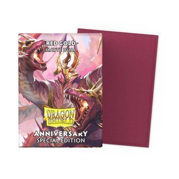 Стандартный матовый чехол с двойными рукавами Dragon Shield, специальный выпуск &mdash; красный/золотой (100 рукавов) 2286360 фото