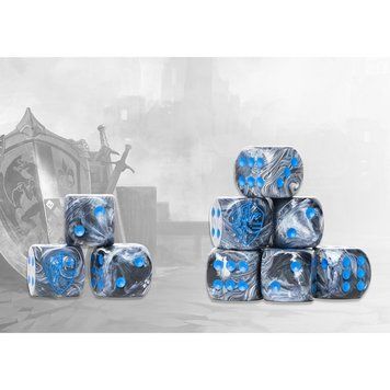 Conquest - Hundred Kingdoms Logo on Gray Marbled Dice with Navy Pips - 24 per pack 2251610 фото
