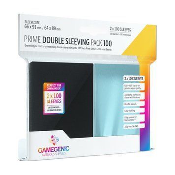 Gamegenic - Prime Double Sleeving Pack Clear/Black (2x100 Sleeves) 2294219 фото