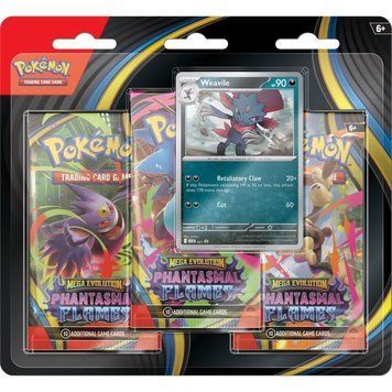 Pok&eacute;mon TCG: ME02 - Phantasmal Flames - 3-Pack Blister - Weavile 3227630 фото