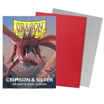 Dragon Shield Sleeves - Standard size - Matte Dual - Crimson & Silver (100 Sleeves) 2107936 фото