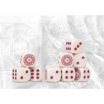 Conquest - Sorcerer Kings Logo on Magenta Marbled Dice with Purple Pips- 24 per pack 1143051 фото